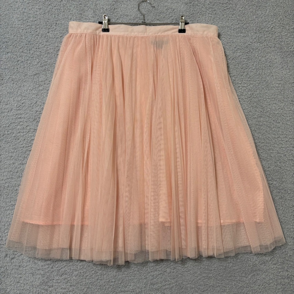 Peach Pink Tulle Midi Skirt Plus Size 18/20 Elastic Waist Panels Mesh Layered